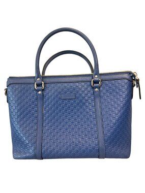 Gucci Blue Microguccissima Leather Handbag with COA